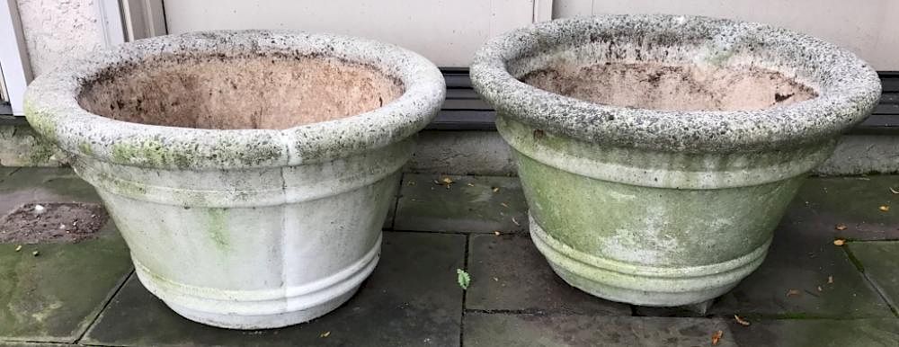 Appraisal: Pair of Cast Stone Planters Pair of cast stone planters