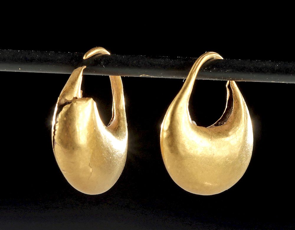 Appraisal: Pair of Roman Gold Crescent Earrings - g Roman Imperial