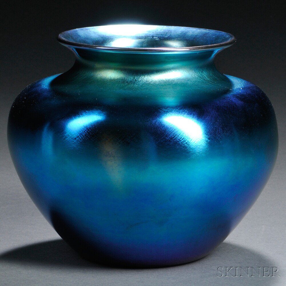 Appraisal: Steuben Blue Aurene Vase Art glass Corning New York early