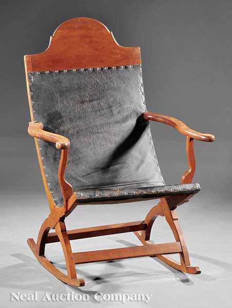 Appraisal: A Louisiana Carved Cherrywood Campeche Rocking Chair early th c