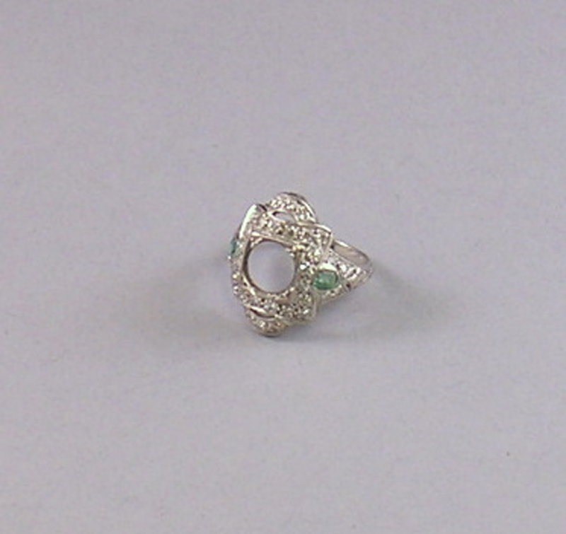 Appraisal: Art Deco Platinum Diamond and Green Stone Ring Mount size