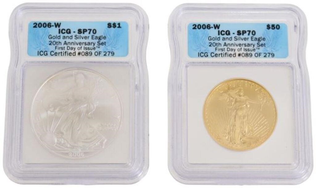 Appraisal: U S Gold and Silver Eagle th Anniversary set First