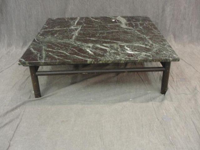 Appraisal: Midcentury Marbletop Coffee Table Signed WIDDICOMB As is-slight repair to