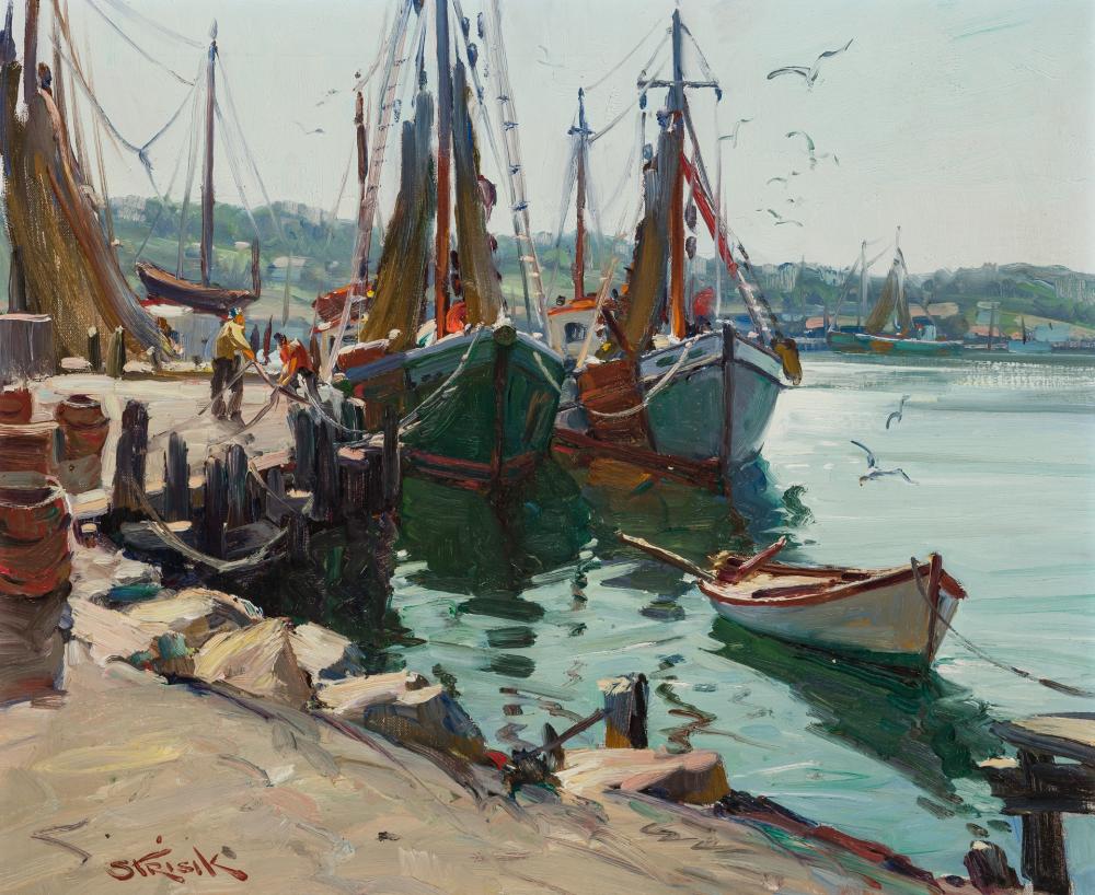 Appraisal: PAUL STRISIK American - Gloucester Wharf oil on canvas signed