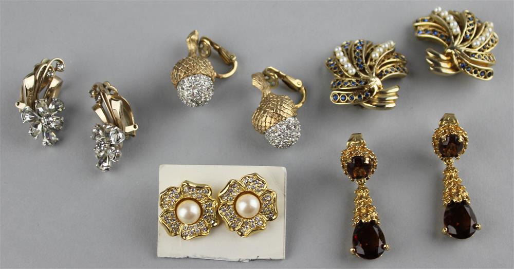 Appraisal: GROUP OF FIVE PAIRS OF EARRINGS including pair of Trifari