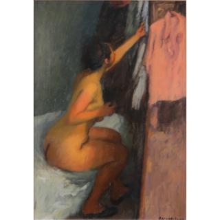 Appraisal: Raphael Soyer American - Oil on Canvas Interior with Nude