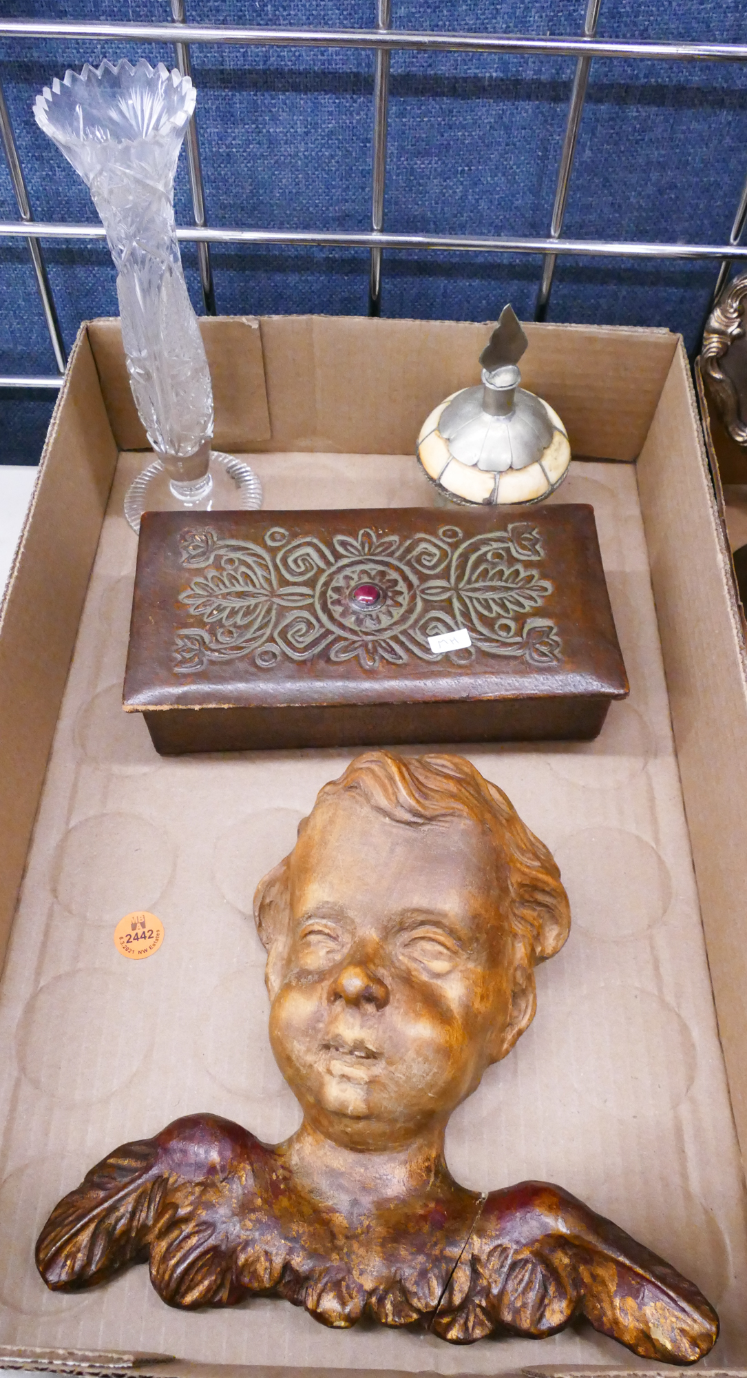 Appraisal: Box Leather Box Cherub Etc