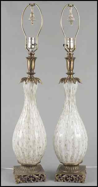 Appraisal: PAIR OF ITALIAN MURANO GLASS TABLE LAMPS Glass height ''