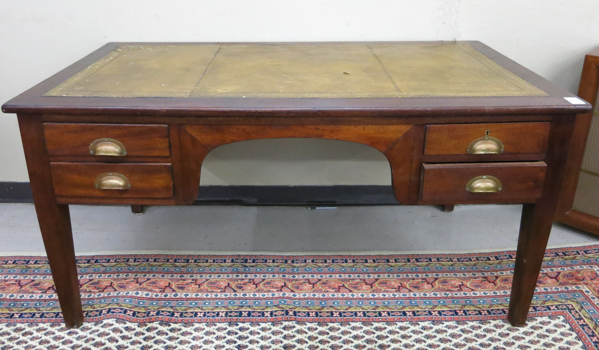 Appraisal: FLAT-TOP MAHOGANY DESK English early th century having a rectangular