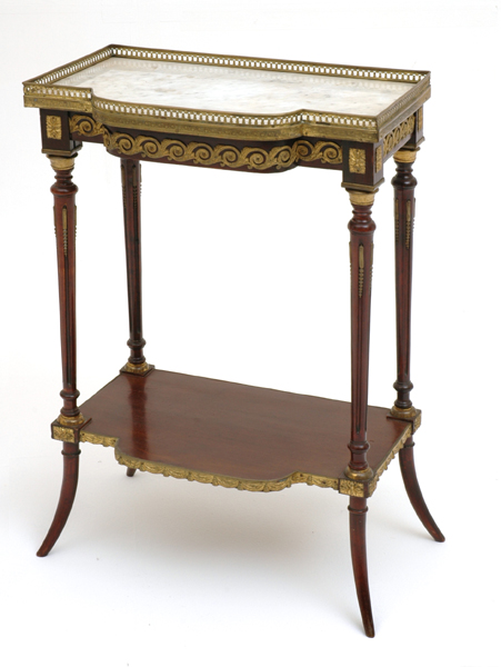 Appraisal: A LOUIS XVI STYLE MAHOGANY GILT METAL MOUNTED ETAGERE The