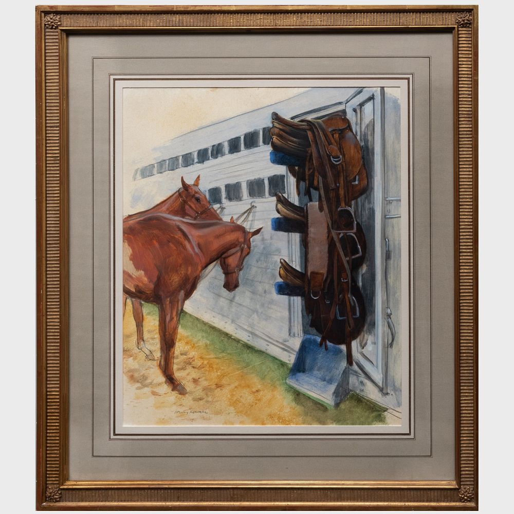 Appraisal: Henry Koehler - Polo Saddles Oil on paper signed 'Henry