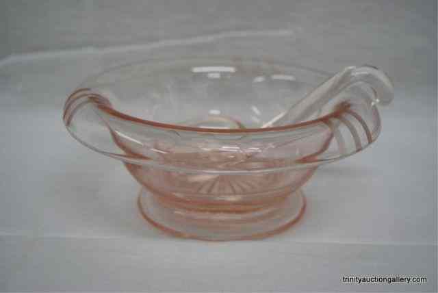 Appraisal: Depression Glass Pink Mayonnaise Server w LadleFrom the Depression era