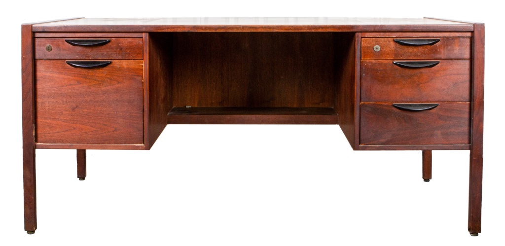 Appraisal: JENS RISOM MID-CENTURY MODERN TEAK DESK Jens Risom Danish influenced