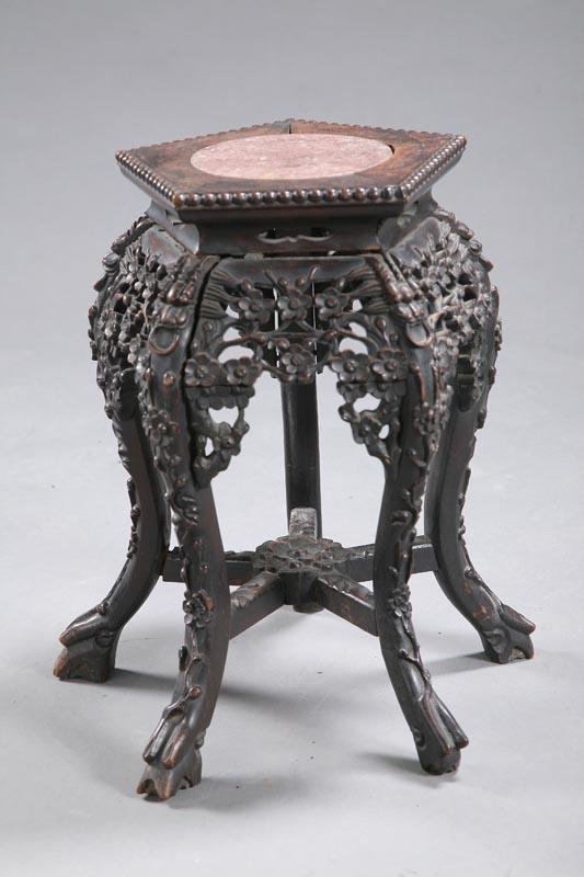 Appraisal: STAND China late th-early th century wood and marble Pierce