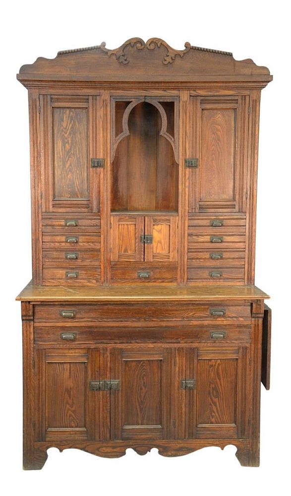 Appraisal: Chestnut Victorian Two Part Cabinet height inches width inches depth