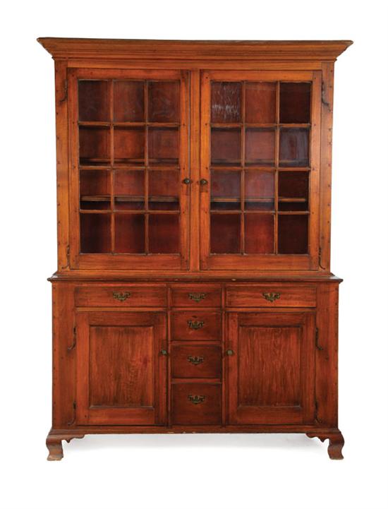 Appraisal: CHIPPENDALE WALL CUPBOARD Pennsylvania th century poplar Two-piece with traces