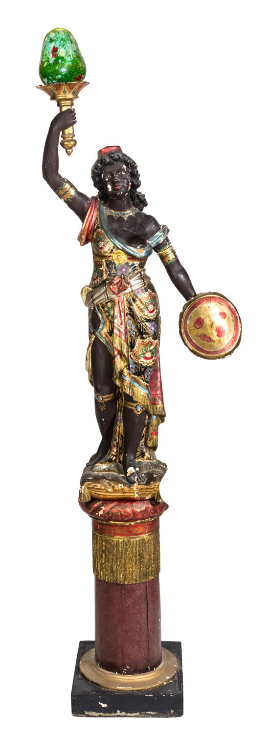 Appraisal: Sale Lot A Venetian Painted Figural Torchere carved to show