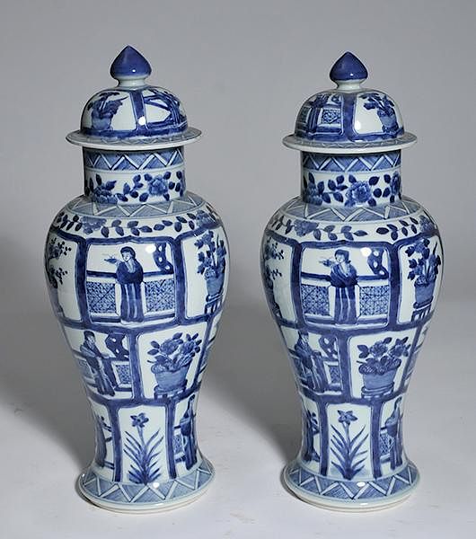 Appraisal: Pair of Chinese covered urns Pair of Chinese covered urns