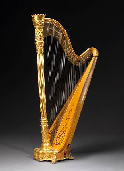 Appraisal: An English Neoclassical style parcel gilt concert grand harp Lyon