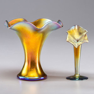 Appraisal: Steuben American Early th Century Miniature Jack-in-the-Pulpit Vase and Fluted