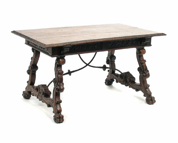 Appraisal: An Italian Baroque style walnut table height in width ft