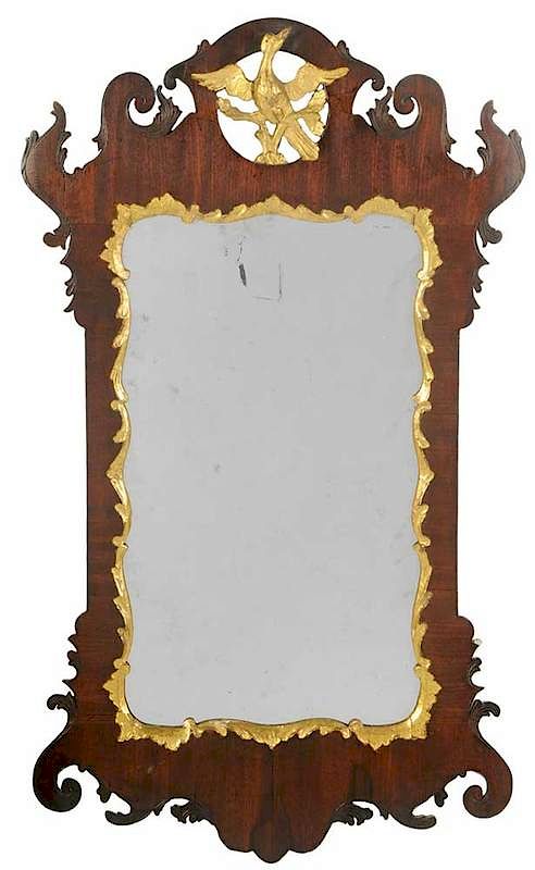 Appraisal: Chippendale Mahogany Parcel Gilt Mirror British American th century scrolled