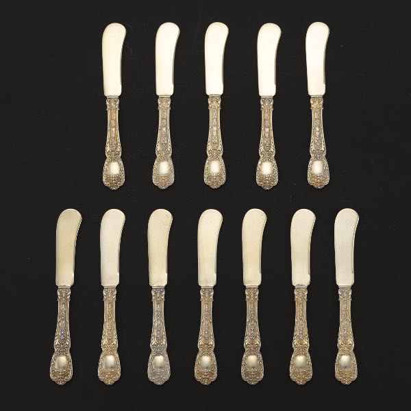 Appraisal: TWELVE GORHAM STERLING SILVER INDIVIDUAL BUTTER SPREADERS FLORENTINE-FLORENZ PATTERN CA