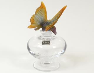 Appraisal: DAUM CLEAR CRYSTAL AND AMBER PATE DE VERRE PERFUME BOTTLE