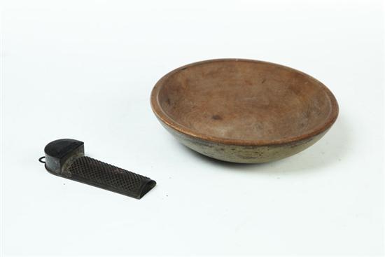 Appraisal: BOWL AND NUTMEG GRATER American th century Treen food bowl