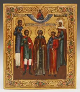 Appraisal: Russian Icon of Selected Saints th c depictin Russian Icon