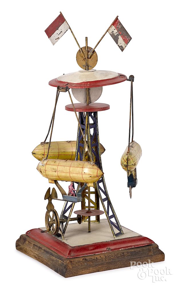 Appraisal: Wilhelm Krauss flying carousel steam toy accessory Wilhelm Krauss painted