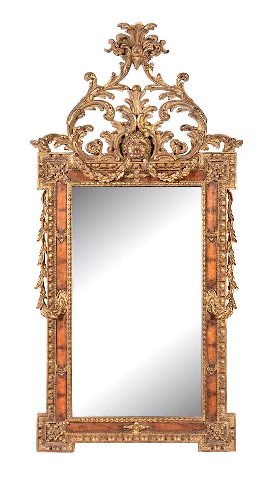 Appraisal: An Italian Louis XV Style Giltwood Mirror Height x width