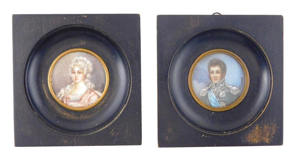 Appraisal: MINIATURE Two identified verso as Duchesse de Barry and Jerome