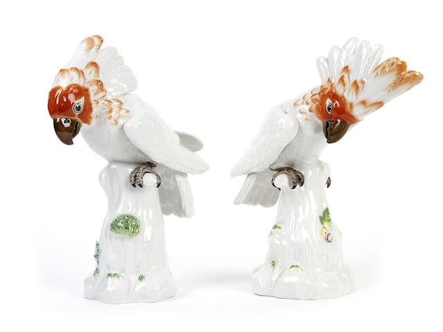 Appraisal: Two Meissen models of cockatoos th century After the model