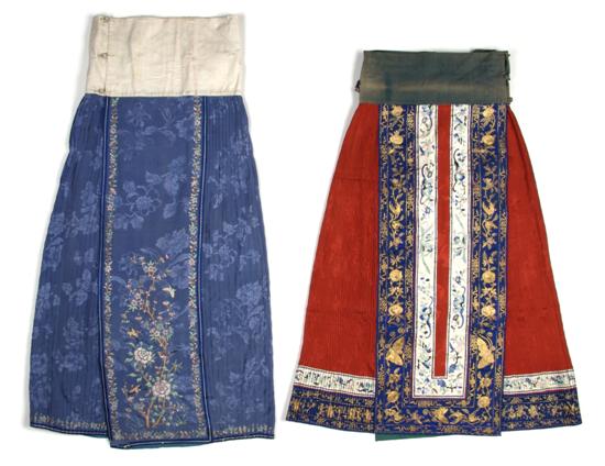 Appraisal: A Group of Two Chinese Pleated Silk Skirts Length of