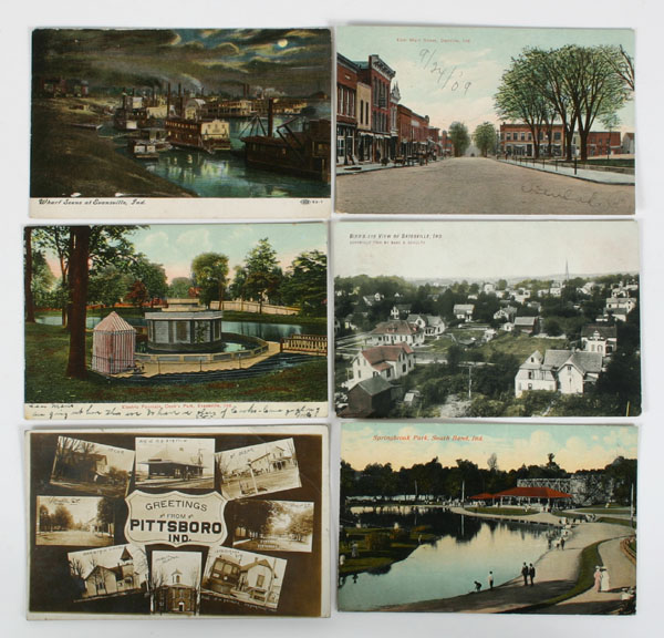 Appraisal: Lot of postcards from Indiana cities and towns some real