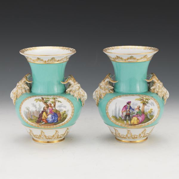 Appraisal: PAIR OF KPM PORCELAIN VASES x German KPM porcelain baluster