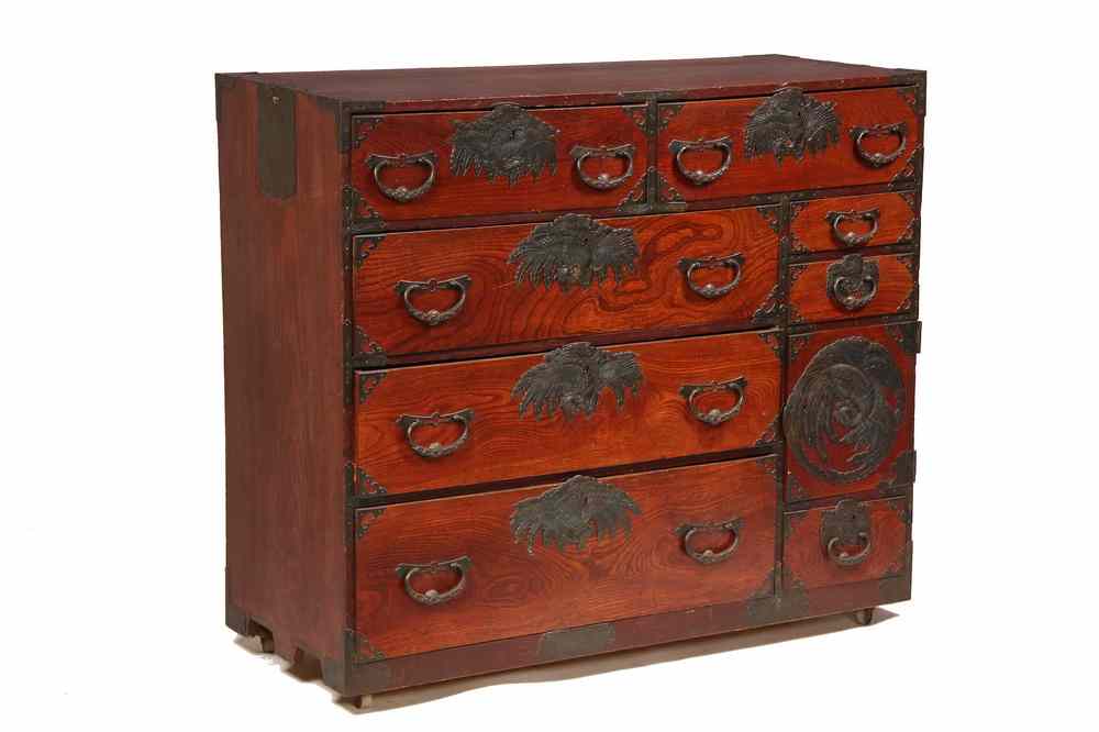 Appraisal: JAPANESE TANSU CHEST - Japanese Tansu in highly figured wood