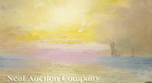 Appraisal: L Laluse French th th c Ships At Dawning oil