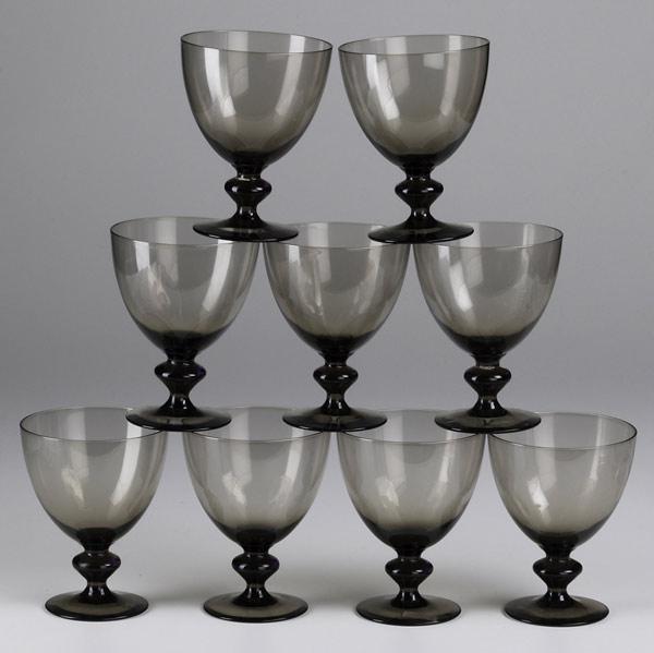 Appraisal: ORREFORS Smoked crystal water goblets x