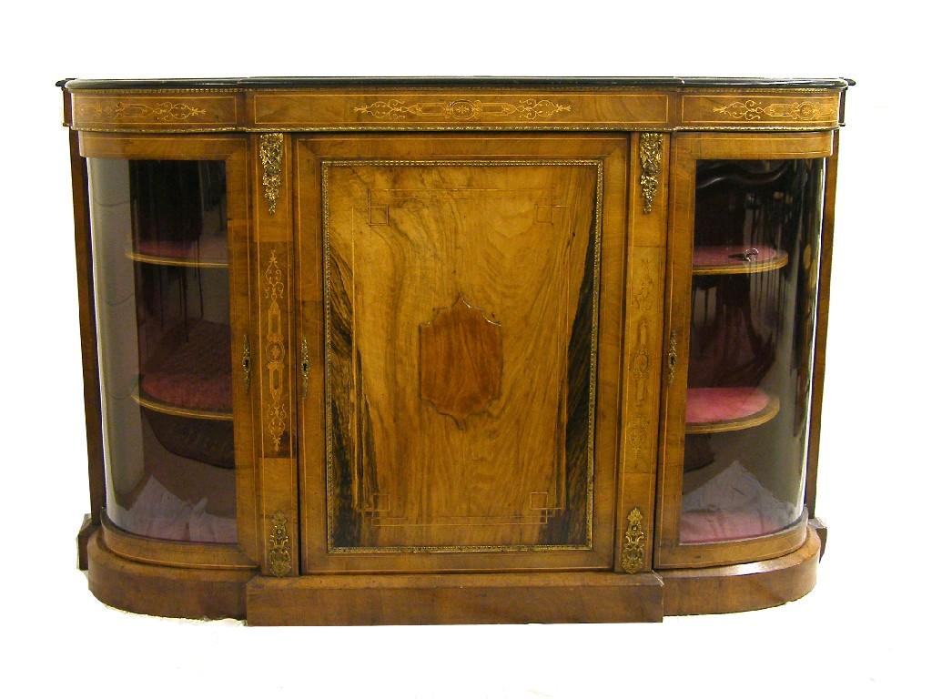 Appraisal: Victorian burr walnut inlaid and gilt metal mounted credenza the