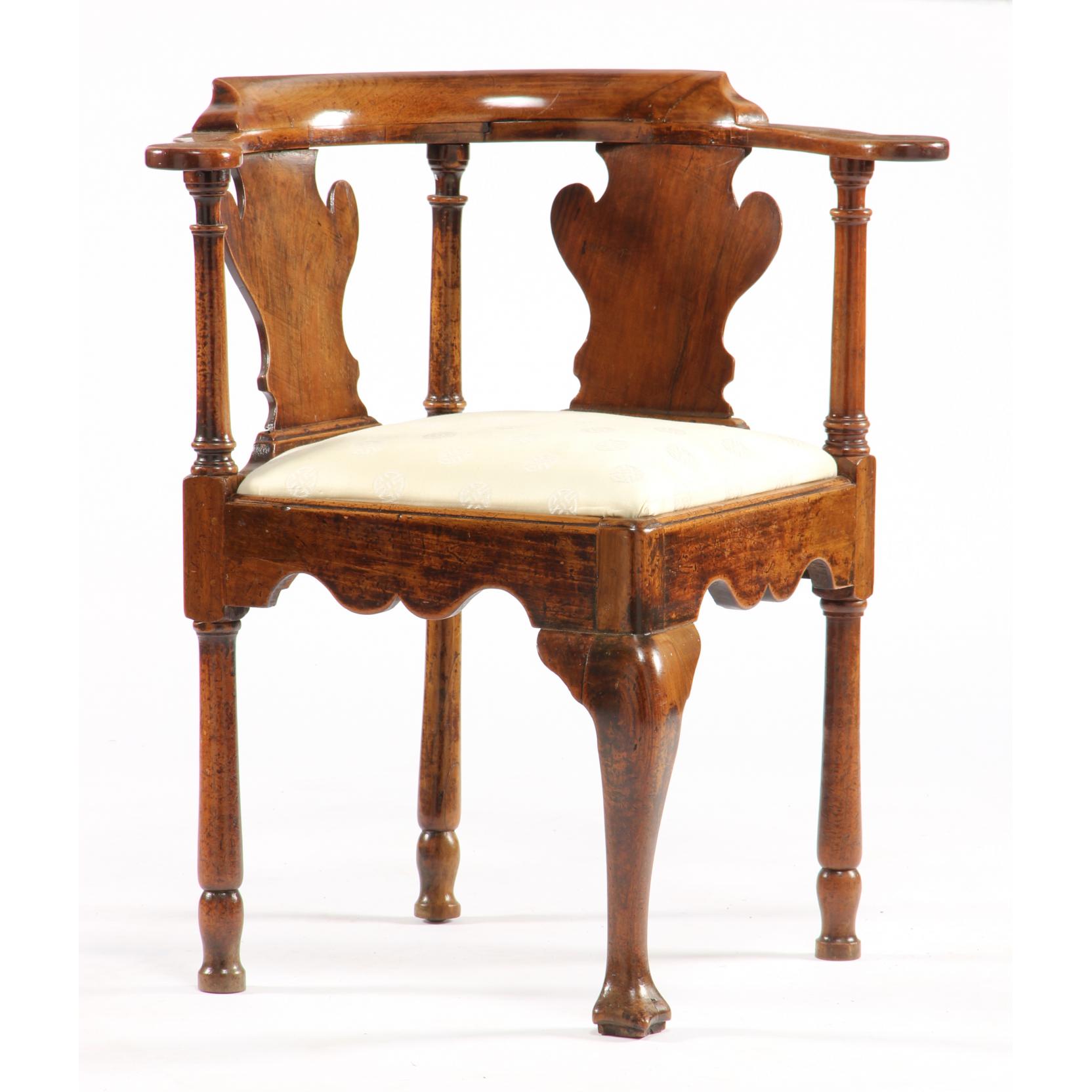 Appraisal: George II Corner Chair mid th century mahogany two vasiform