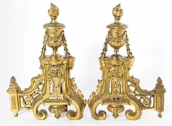 Appraisal: Pair Classical French gilt-bronze chenets mid th century left and