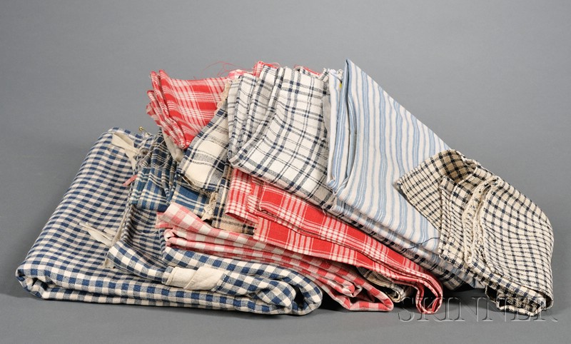 Appraisal: Twelve Red White and Blue Cotton and Homespun Linen Articles