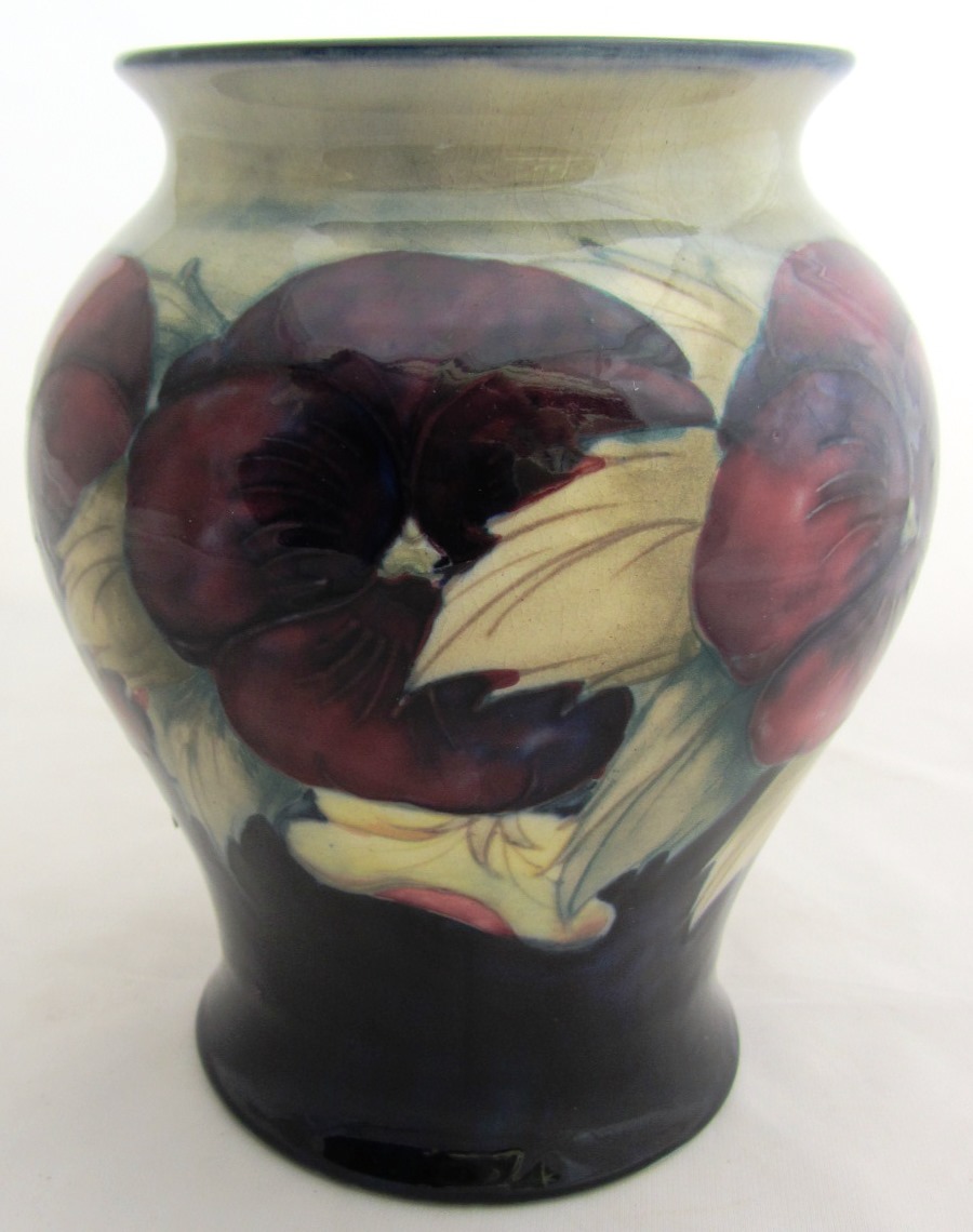 Appraisal: A Moorcroft baluster vase early th century decorated with pansies