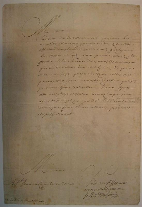 Appraisal: MAZARIN JULES CARDINAL Letter Signed and Inscribed Your very affectionate