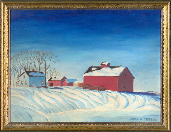 Appraisal: John N Preble American New Orleans Contemporary Winter Farm Scene