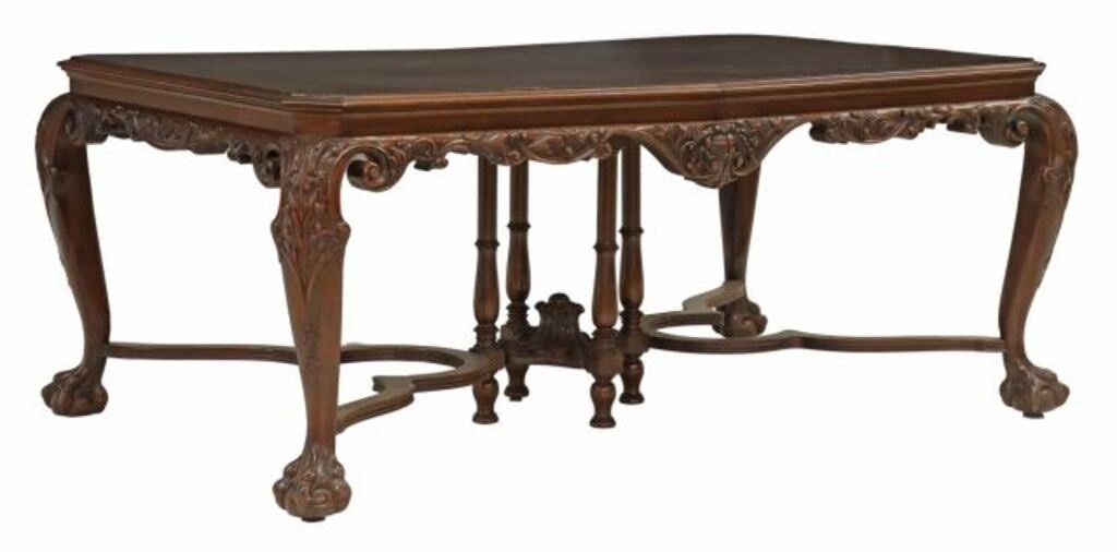 Appraisal: Georgian style walnut extension table th c molded edge over