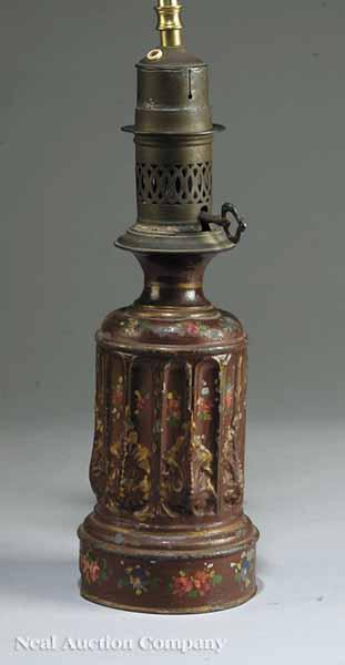 Appraisal: A French T le Peinte Oil Lamp mid- th c