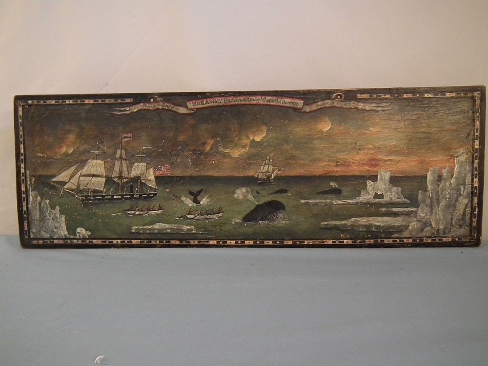 Appraisal: K OLSEN SHIP PLAQUE th century oil on wood panel